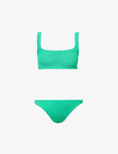 Shop Hunza G Xandra Crinkle Bikini In Emerald