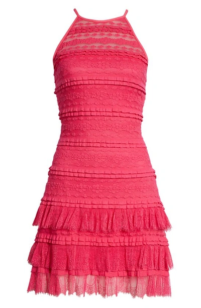 Shop Sho By Tadashi Shoji Pucker Lace Fit & Flare Cocktail Dress In Wild Pink