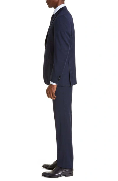 Shop Canali Siena Shadow Check Wool Suit In Navy