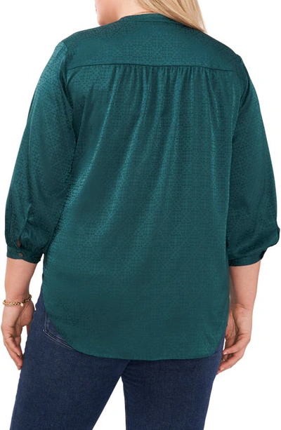 Shop Vince Camuto V-neck Jacquard Blouse In Rich Spruce