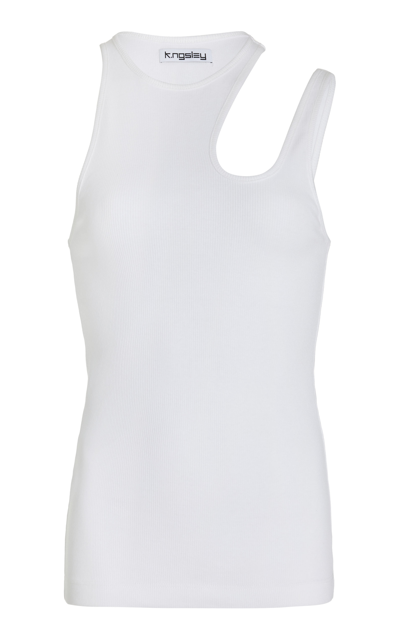 Shop K.ngsley Romain Cutout Cotton Jersey Tank Top In White