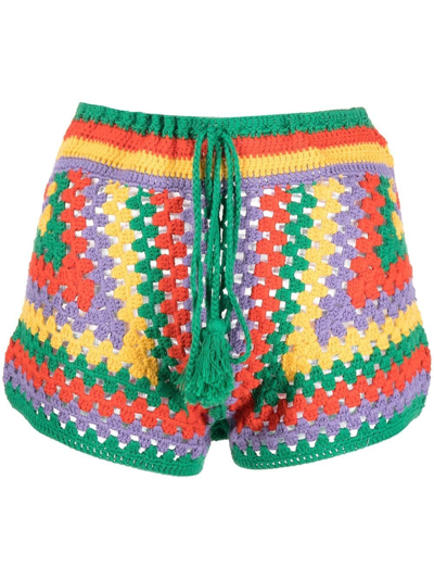 Shop Mc2 Saint Barth Crochet Shorts In Green