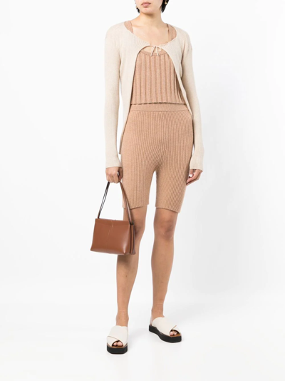 Cashmere In Love Mira Ribbed Merino-cashmere Shorts In Braun
