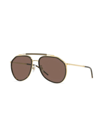 Shop Dolce & Gabbana Dg2277 Pilot-frame Sunglasses In Braun