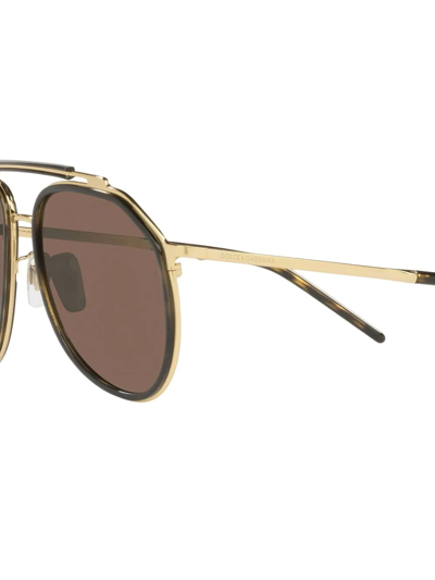 Shop Dolce & Gabbana Dg2277 Pilot-frame Sunglasses In Braun