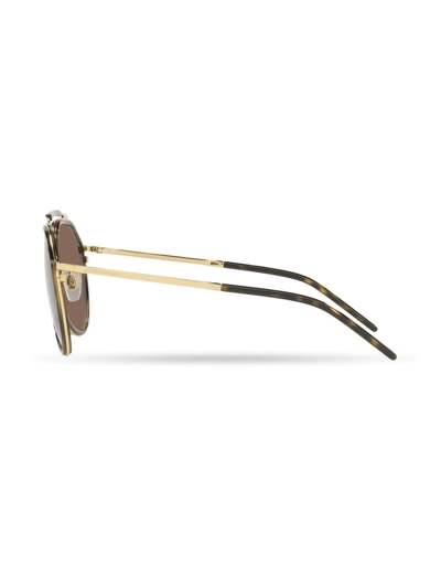 Shop Dolce & Gabbana Dg2277 Pilot-frame Sunglasses In Braun