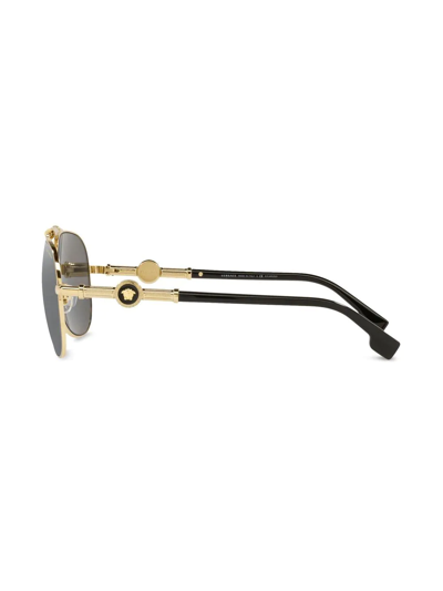 Versace Ve2236 Pilot-frame Sunglasses In Gold