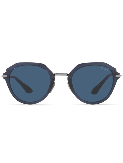 Shop Prada Pr 05ys Round-shape Sunglasses In Blau