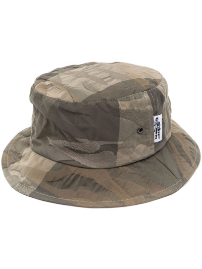 Shop Mackintosh Pelting Camouflage-pattern Bucket Hat In Brown