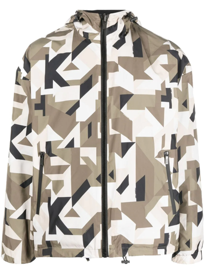 Shop Karl Lagerfeld Geometric-print Reversible Jacket In Grün