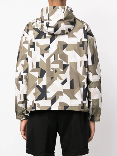 Shop Karl Lagerfeld Geometric-print Reversible Jacket In Grün