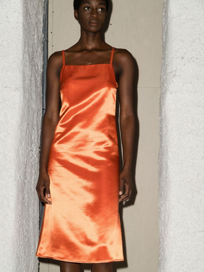Shop Loewe Square-neck Sleeveless Dress In Orange