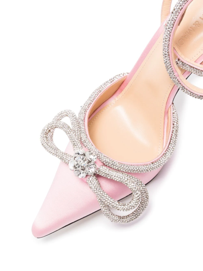 Shop Mach & Mach Crystal-bow Pointed-toe Pumps In Rosa
