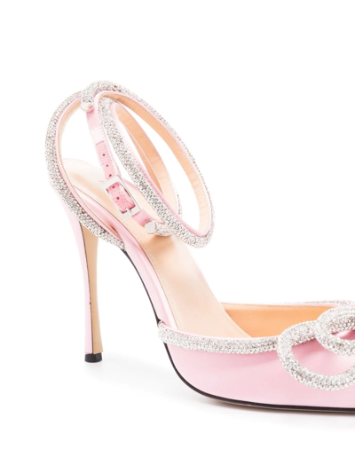 Shop Mach & Mach Crystal-bow Pointed-toe Pumps In Rosa