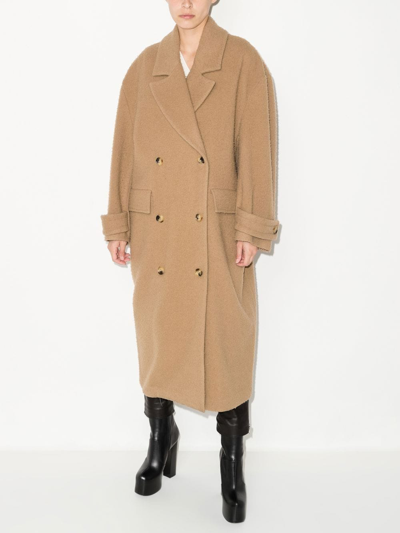 Shop Amiri Double-breasted Wool Coat In Braun