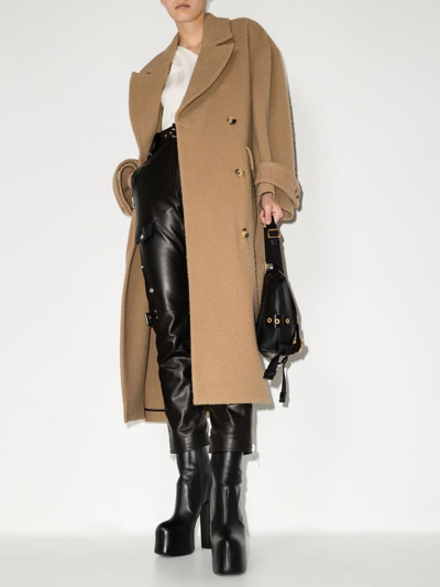 Amiri Double-breasted Wool-blend Felt Coat In Braun