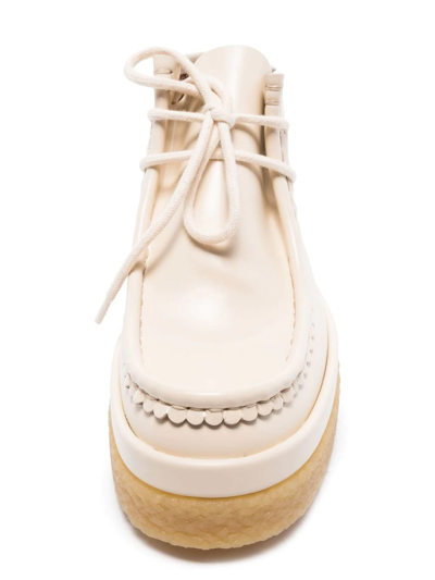 Shop Chloé Jamie Flat Lace-up Loafers In Nude