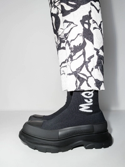 Shop Alexander Mcqueen Tread Sock-style Boots In Schwarz