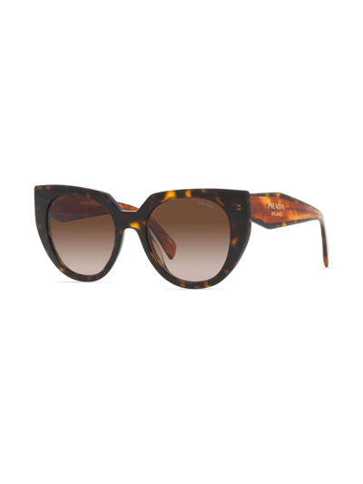 Prada Tortoiseshell Logo-lettering Sunglasses In Braun