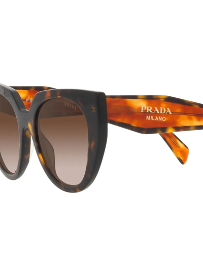 Prada Tortoiseshell Logo-lettering Sunglasses In Braun