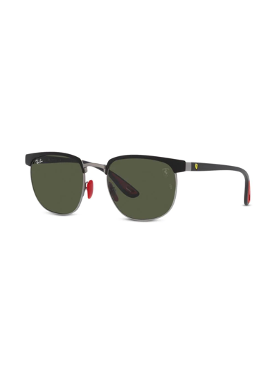 Ray Ban Rb3698m Scuderia Ferrari Collection Sunglasses Matte Black Frame Green Lenses 53-20 In Schwarz
