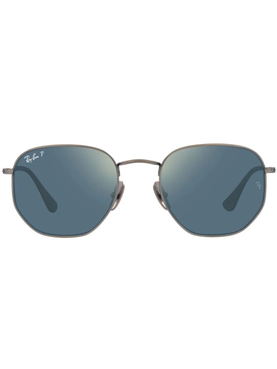 Shop Ray Ban Rb8148 Hexagonal-frame Sunglasses In Silber