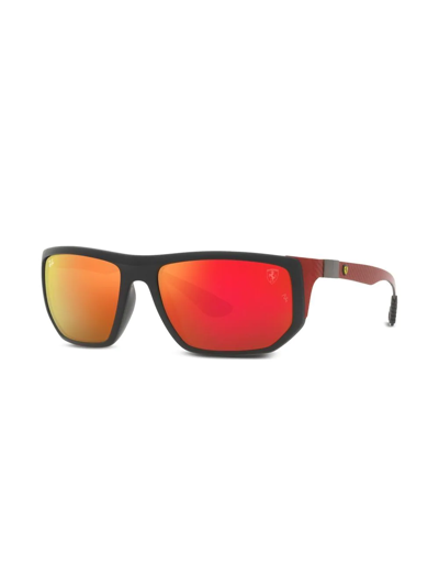 Shop Ray Ban Rb8361m Scuderia Ferrari Square Sunglasses In Rot