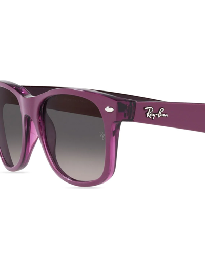 Ray Ban New Wayfarer Classic Sunglasses Violet On Transparent Violet Frame Grey Lenses Polarized 55-18 In Violett