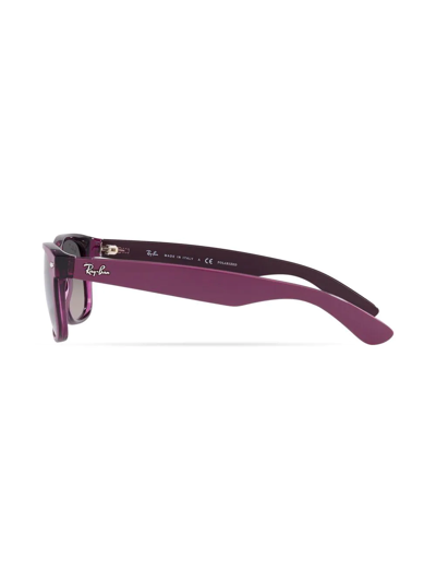 Ray Ban New Wayfarer Classic Sunglasses Violet On Transparent Violet Frame Grey Lenses Polarized 55-18 In Violett