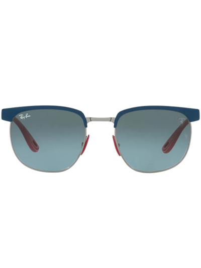 Shop Ray Ban Rb3698m Scuderia Ferrari Square Sunglasses In Blau