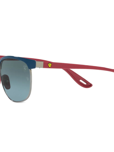 Shop Ray Ban Rb3698m Scuderia Ferrari Square Sunglasses In Blau