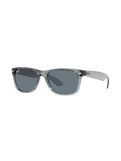 Ray Ban Unisex New Wayfarer Classic 55 Polarized Low Bridge Fit Sunglasses, Rb2132f55-p In Grau