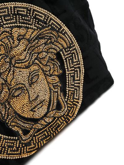 Shop Versace Icon Towelling Tote Bag In Schwarz