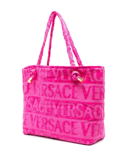 Shop Versace Icon Towelling Tote Bag In Rosa