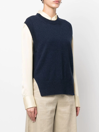 Shop Barrie Sleeveless Cashmere Knit Top In Blue