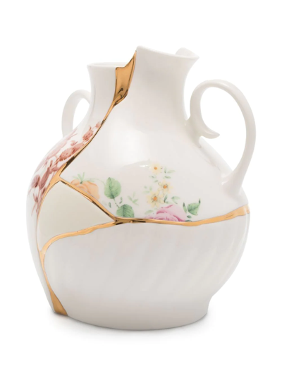 Seletti X Marcantonio Raimondi Malerba Kintsuji Small Vase (18cm X 16cm) In Weiss