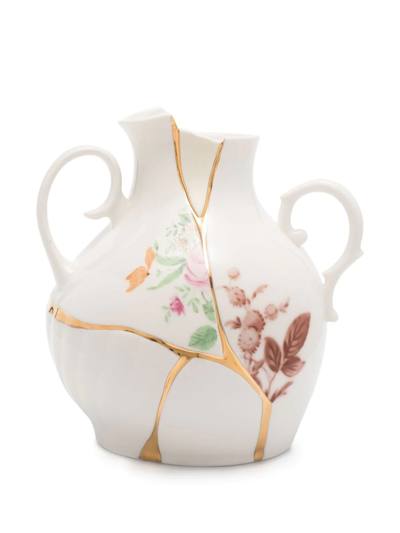 Seletti X Marcantonio Raimondi Malerba Kintsuji Small Vase (18cm X 16cm) In Weiss