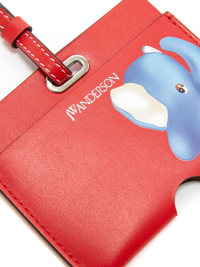 Shop Jw Anderson Elephant-print Lanyard Cardholder In Rot