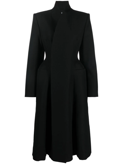 Balenciaga Black Flared Hourglass Coat In Schwarz