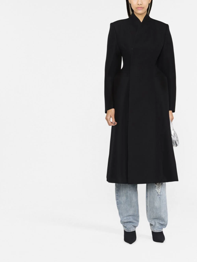 Balenciaga Black Flared Hourglass Coat In Schwarz
