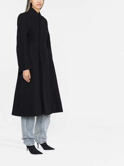 Balenciaga Black Flared Hourglass Coat In Schwarz