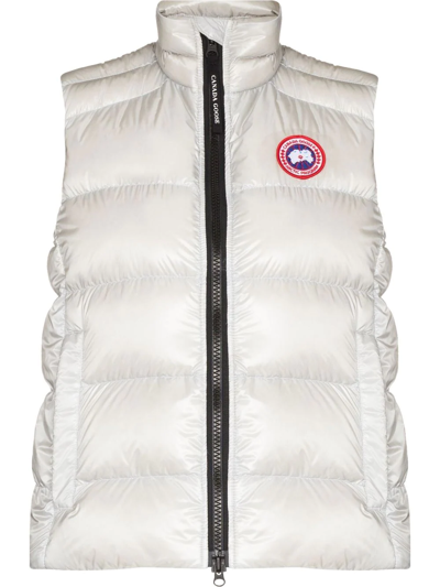 Shop Canada Goose Logo-patch Padded Zip-up Vest In Silber