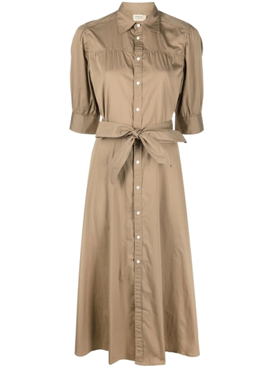 Shop Polo Ralph Lauren Cotton Tied-waist Midi Shirt Dress In Nude