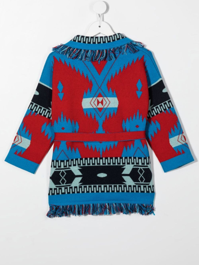 Shop Alanui Icon-print Fringed Cardigan In Rot