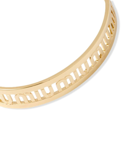 Shop Miu Miu Laser-engraved Logo Bracelet In Gold