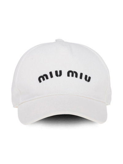 Shop Miu Miu Logo-embroidered Baseball Cap In Weiss