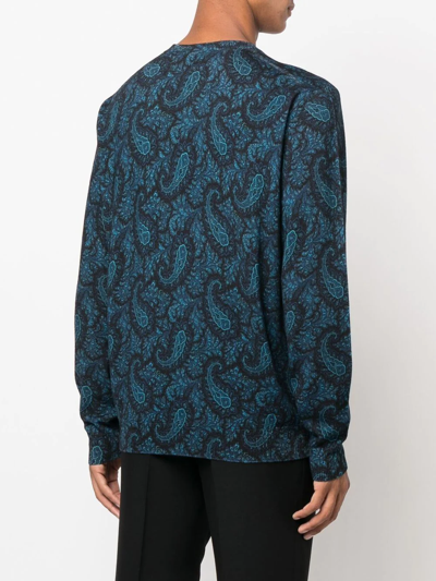 Shop Etro Paisley-print Pullover Sweater In Blau