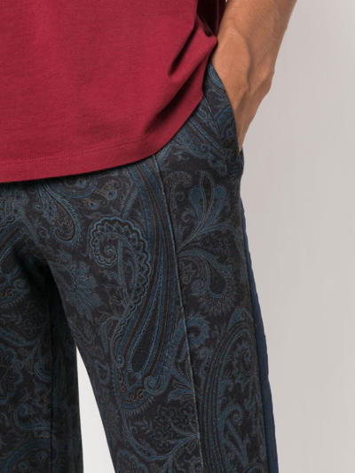 Shop Etro Paisley-print Track Pants In Blau