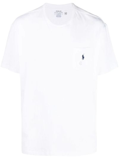 Shop Polo Ralph Lauren Embroidered-logo Short-sleeve T-shirt In Weiss