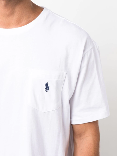 Shop Polo Ralph Lauren Embroidered-logo Short-sleeve T-shirt In Weiss